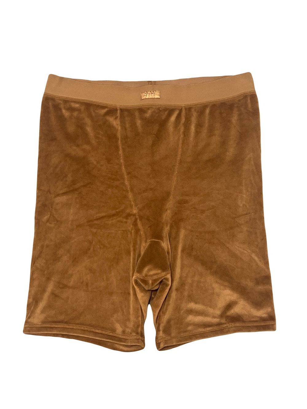 SKIMS Velour Boxer Bike Shorts | Copper / Honey / Brown | Size XL